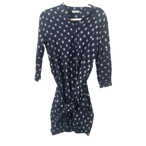 ULLA JOHNSON Corsica Mini Dress Navy Blue Ikat Print Sz 2 - Picture 2 of 6